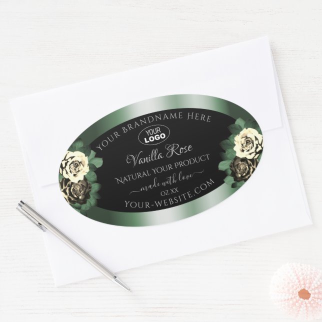 Logo de Étiquettes de produits noirs vert foncé Ro (Enveloppe)