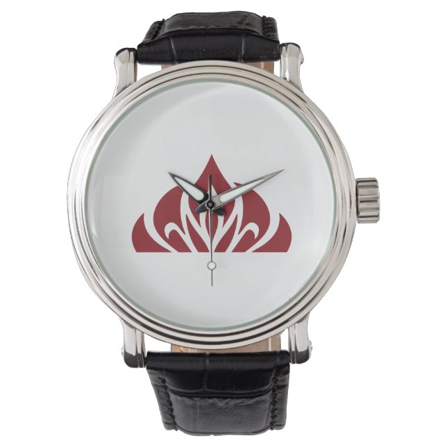 logo de flamme rouge sur montre (devant)
