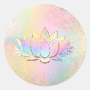 ・ logo de fleur de lotus pastel autocollant rond c