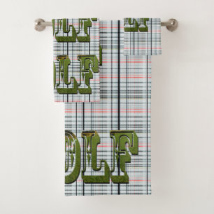 Logo De Golf Sur Tartan Blanc Vérifié,