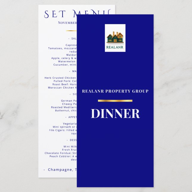Logo de la carte de menu du dîner d'entreprise Élé (Devant / Derrière)