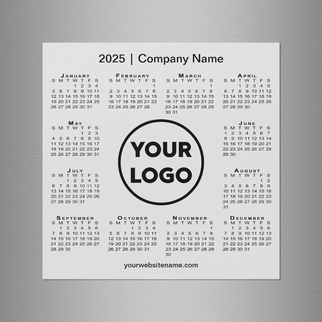 Logo de la société Calendrier 2025 sur Aimant gris (2025 Calendar Company Logo on Light Grey Magnet in situ)