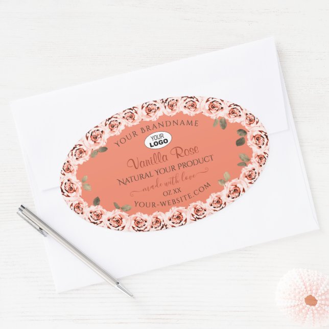 Logo de l'Arrière - plan Saumon Étiquette rose Ros (Enveloppe)