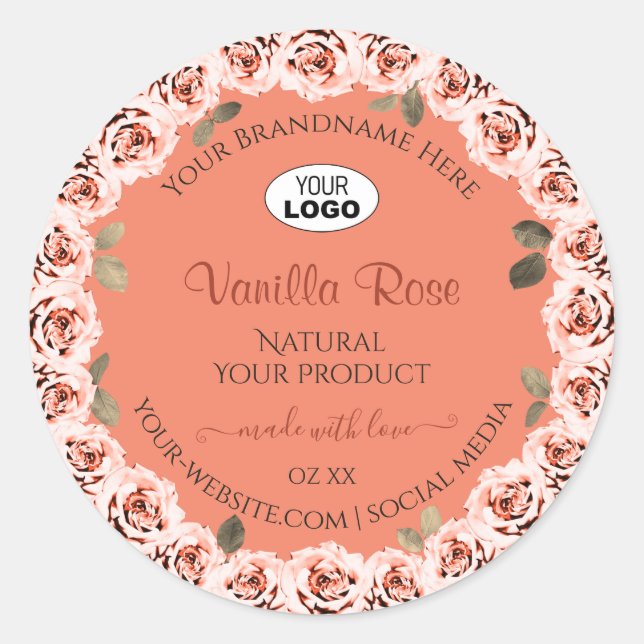Logo de l'Arrière - plan Saumon Étiquette rose Ros (Devant)