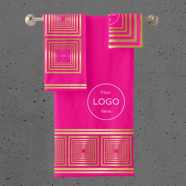 Logo de l'entreprise néon brillant or rose chaud e (Créateur téléchargé)