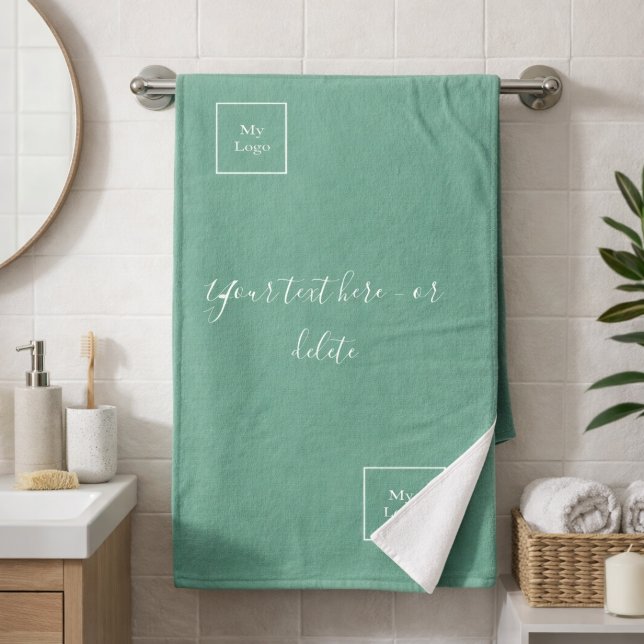 Logo de l'entreprise serviette de bain verte texte (Créateur téléchargé)