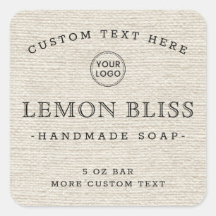 Logo de lin brun clair carré produit étiquettes