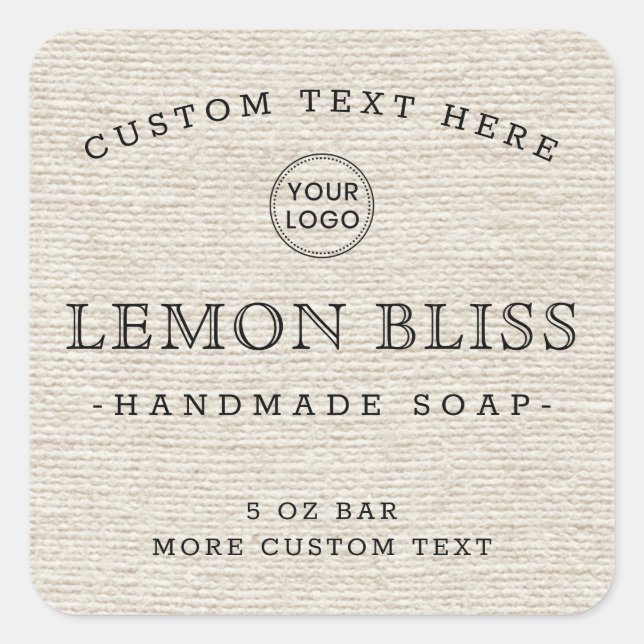 Logo de lin brun clair carré produit étiquettes (Devant)