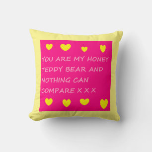 logo de l'ours en peluche miel coussin coussin ros