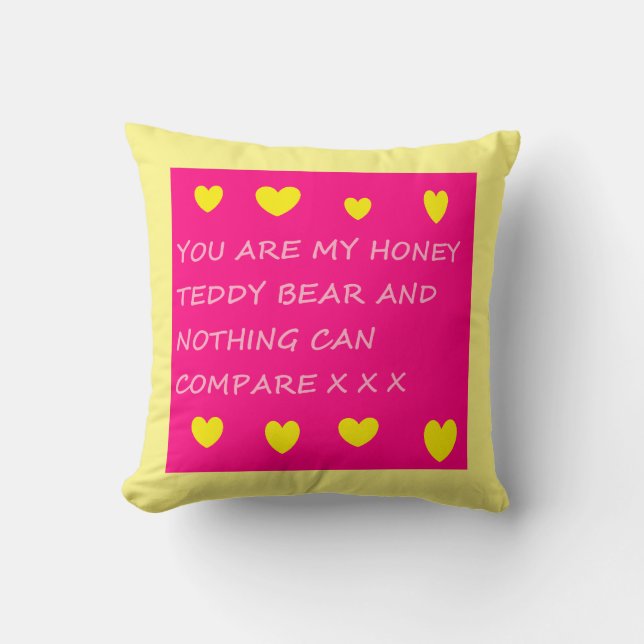 logo de l'ours en peluche miel coussin coussin ros (Recto)