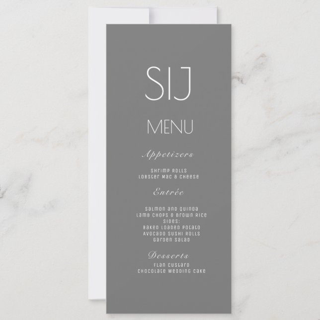Logo de mariage gris jaune simple menu de dîner fl (Devant)