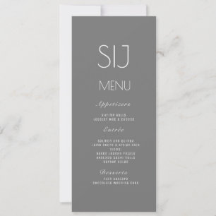 Logo de mariage gris jaune simple menu de dîner fl