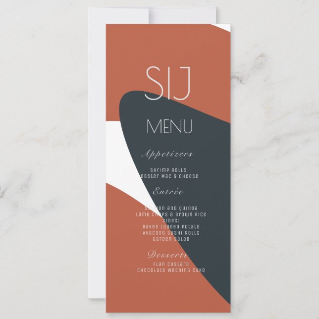 Logo de mariage Menu de dîner en terre cuite biolo (Devant)