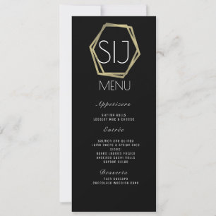 Logo de mariage Menu de dîner géo faux or minimali