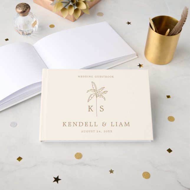Logo de mariage monogramme Livre d'or Palmier (Recto ouvert)