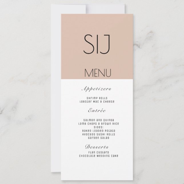 Logo de mariage simple bloc de couleur menu de dîn (Devant)