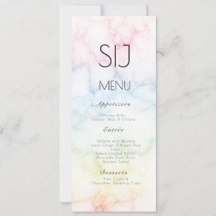 Logo de mariage simple menu de dîner en marbre bét