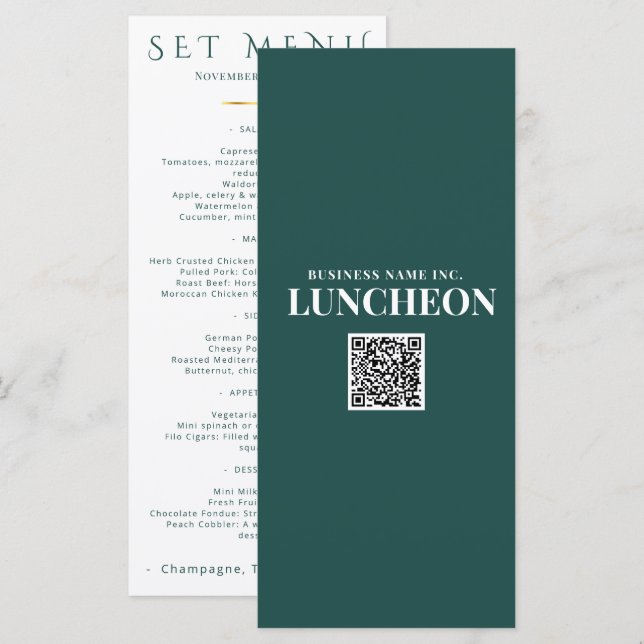 Logo de menu pour événement élégant sarcelle Maria (Devant / Derrière)