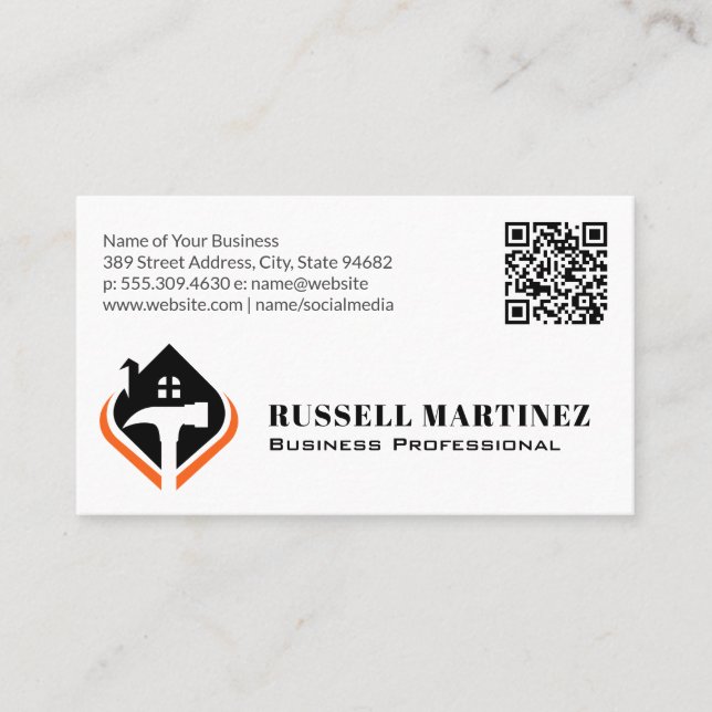 Logo de menuiserie | Carte de visite de code QR (Devant)