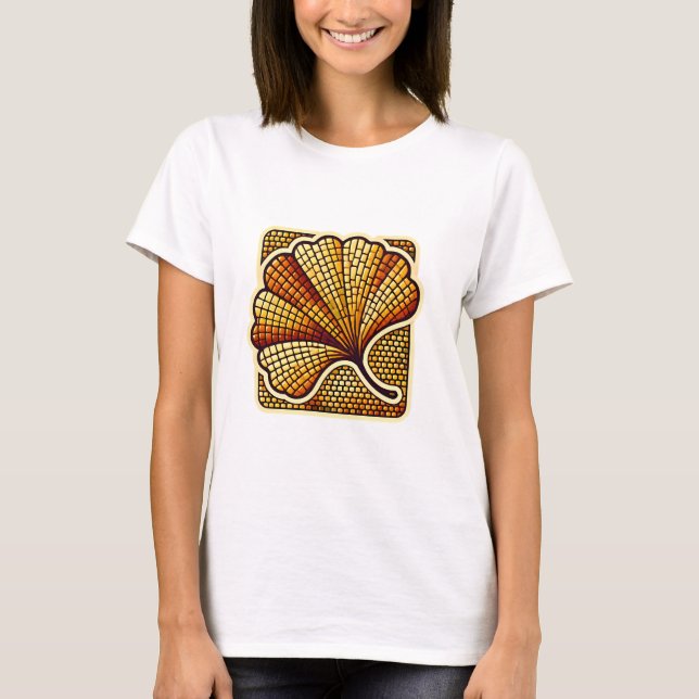 Logo de Mosaïque Rétro du T-shirt Ginkgo Leaf (Devant)