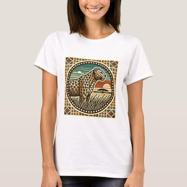 Logo de Mosaïque Rétro du T-shirt Leopard (Devant)