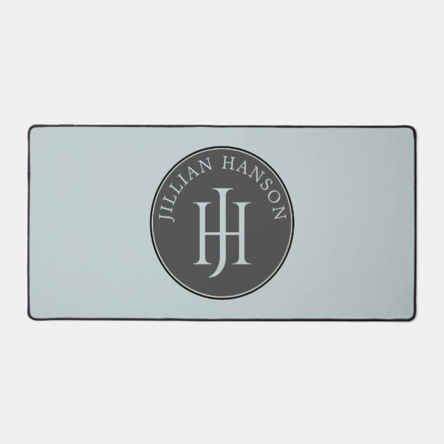 Logo de nom à monogramme personnel Bleu fumé (Recto)