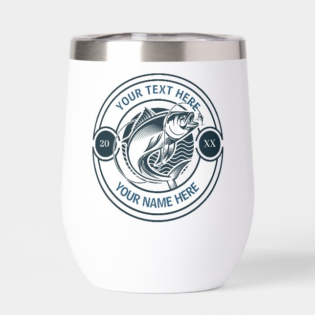 Logo de pêche Basse personnalisé Monogramme Rétro (Arrière)