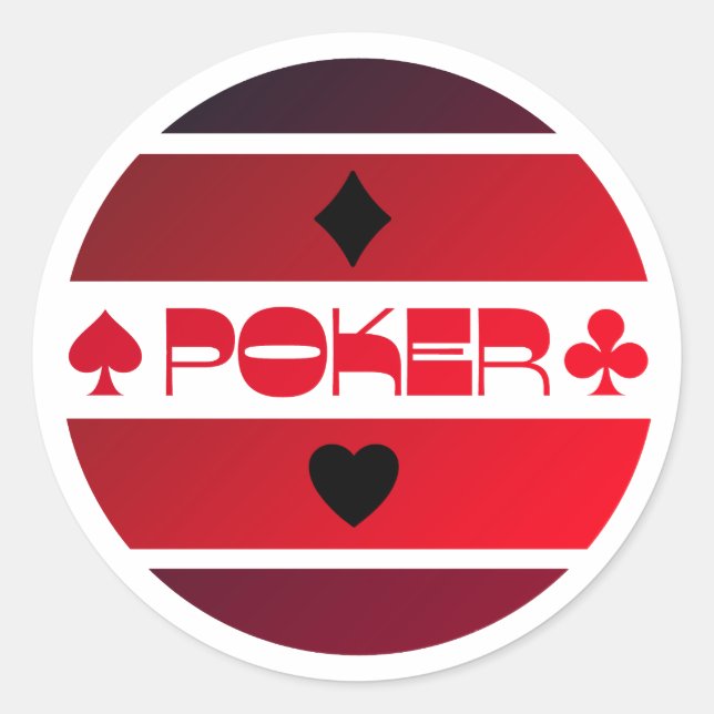 Logo de poker inverse rouge étiquette noir autocol (Devant)