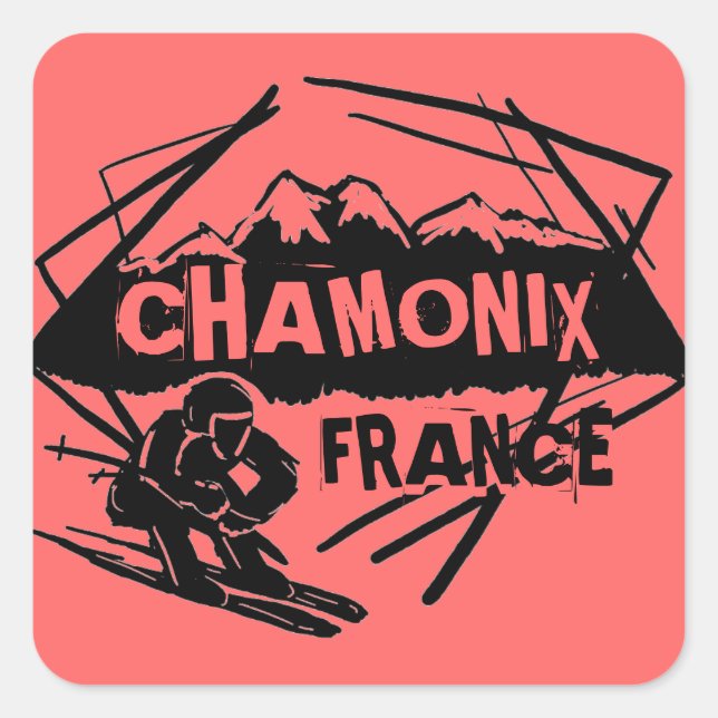Logo de ski rose de Chamonix France autocollants (Devant)