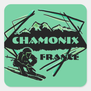 Logo de ski vert de Chamonix France autocollants d