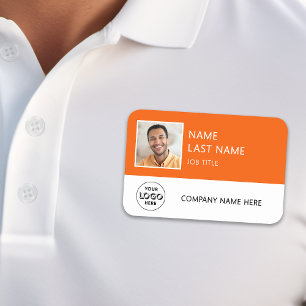 Logo de société simple Badge photo employé orange