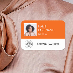 Logo de société simple Badge photo employé orange