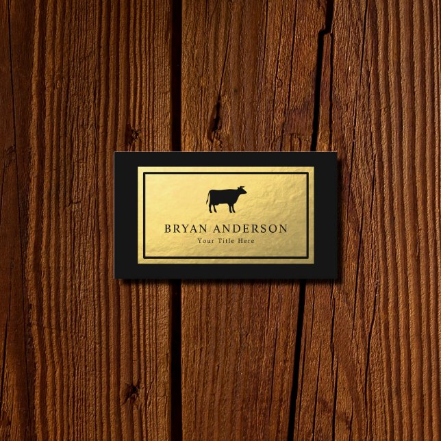 Logo de vache - Carte de visite Faux Gold Foil (Créateur téléchargé)