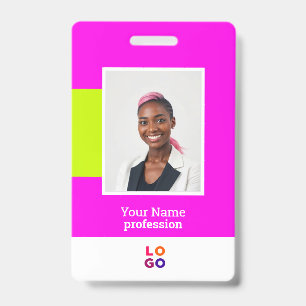 Logo d'employé moderne, Photo, Code QR, Badge nomi