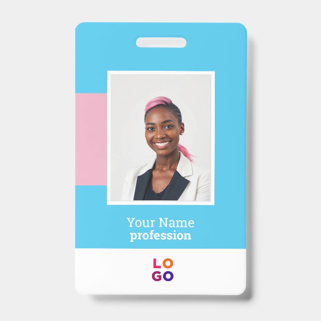 Logo d'employé moderne, Photo, Code QR, Badge nomi (Avant)