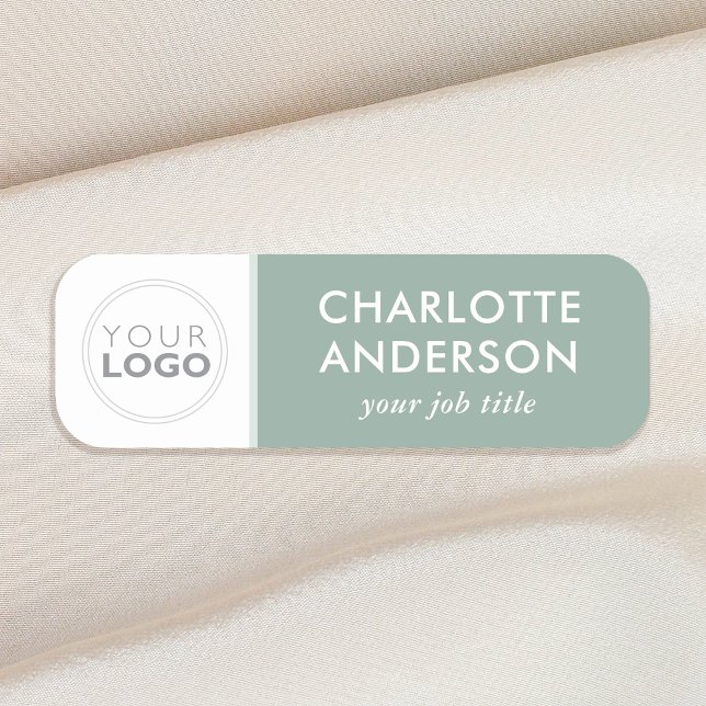 Logo d'employé personnalisé Étiquette verte magnét (Créateur téléchargé)