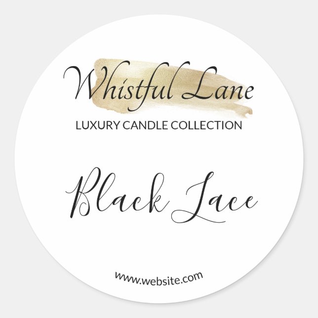 Logo d'encre d'or moderne bougie blanche Étiquette (Devant)