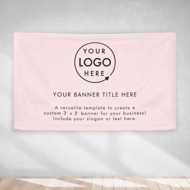 Logo d'entreprise | Bannière 5' Blush Pink Profess (Blush pink company branded feminine vinyl banner signs for small business promotion & marketing.)