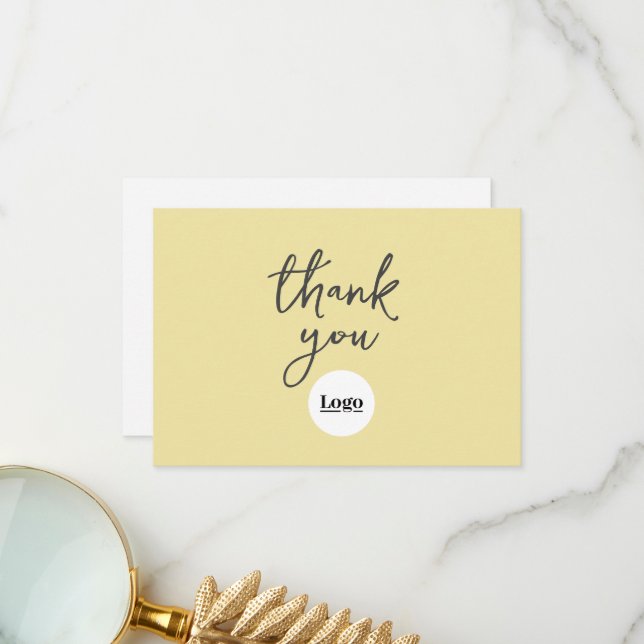 Logo d'entreprise Carte de remerciements jaune (Devant/Arrière en situation)