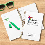 Logo d'entreprise de colibri personnalisé<br><div class="desc">Customisez et personnalisez ce planificateur d'affaires moderne avec une magnifique illustration d'un colibri coloré dans le logo de votre entreprise pour garder votre plan d'affaires en mouvement, en atteignant tous vos objectifs et rendez-vous. Arrière - plan blanc personnalisable Ce planificateur et d'autres produits avec ce design créeront votre propre marque...</div>