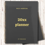 Logo d'entreprise Gold et Grey Monogramme<br><div class="desc">Logo d'affaires Gold et Grey Monogram Planner Elégant, cool, glamour et unisex dans le gris élégant avec des lettres d'or élégantes. Personnalisez et ajoutez votre nom. Ajoutez votre logo ou image personnalisé. Le nom est écrit avec un script de style moderne écrit à la main. Parfait pour tous les Entrepreneurs,...</div>
