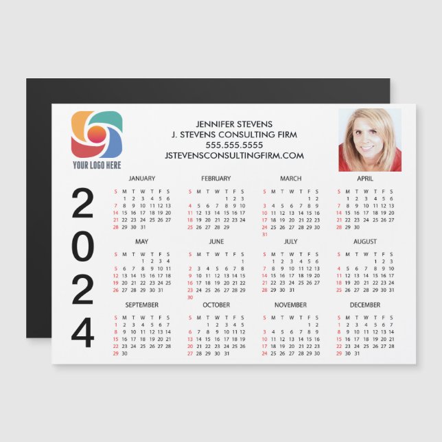 Logo d'entreprise personnalisé Magnet Calendrier d (Devant / Derrière)