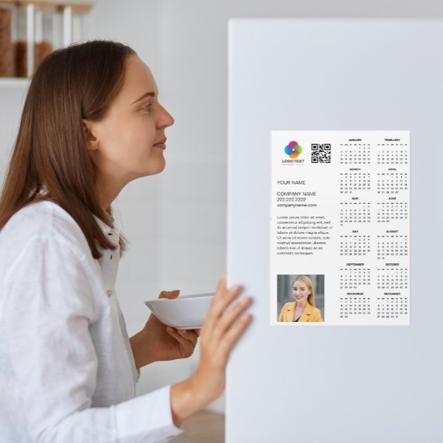 Logo d'entreprise personnalisé Magnet Calendrier d (Modern Custom Business Logo Photo About Info 2026 Company Promotional Marketing Calendar Magnet )