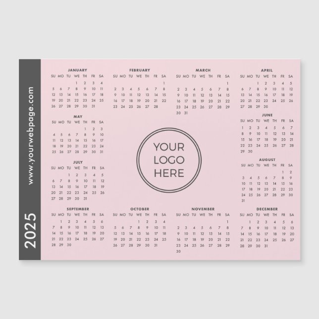 Logo d'entreprise rose 2025 Calendrier magnétique (Devant)