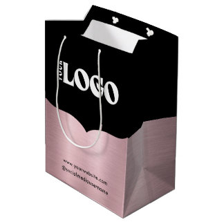 Logo d'entreprise Rose en métal noir sac cadeau en