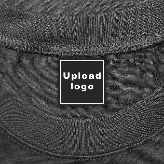 Logo d'entreprise sur Carré noir sur Étiquette (Black square iron on label with your business logo)