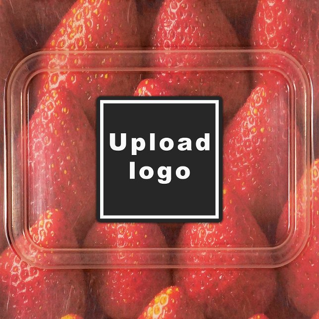 Logo d'entreprise sur Étiquette adhésif Carré noir (Black square adhesive label with your business logo)