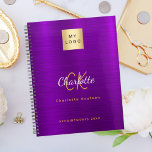 Logo d'entreprise violet or monogramme glamour 202<br><div class="desc">Un arrière - plan violet. Personnalisez et ajoutez le logo de votre entreprise,  les initiales monographiques,  le nom et un titre. Lettres d'or et de blanc. Logo de votre entreprise à l'avant et à l'arrière.</div>