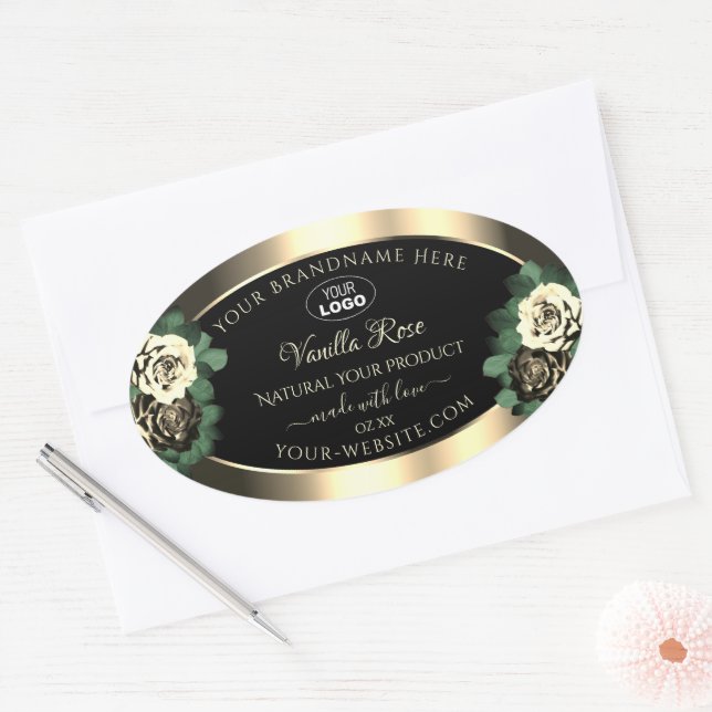 Logo des Roses de crème Florale Étiquette (Enveloppe)