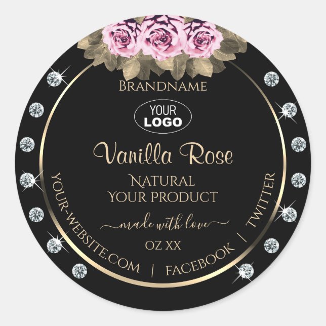 Logo Diamants Rose Étiquette pour emballage de pro (Devant)